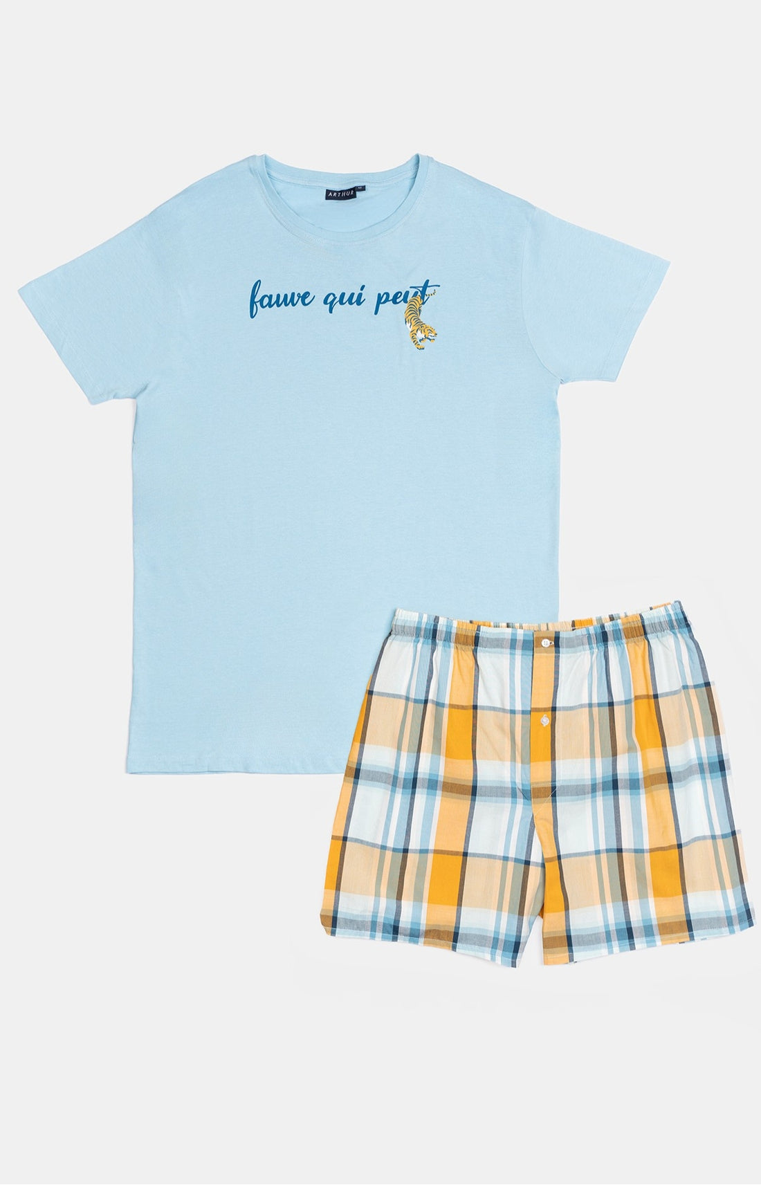 Pyjama court Pyjaméricain Homme Lanae Bleu et Jaune 3