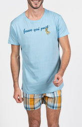 Pyjama court Pyjaméricain Homme Lanae Bleu et Jaune 1