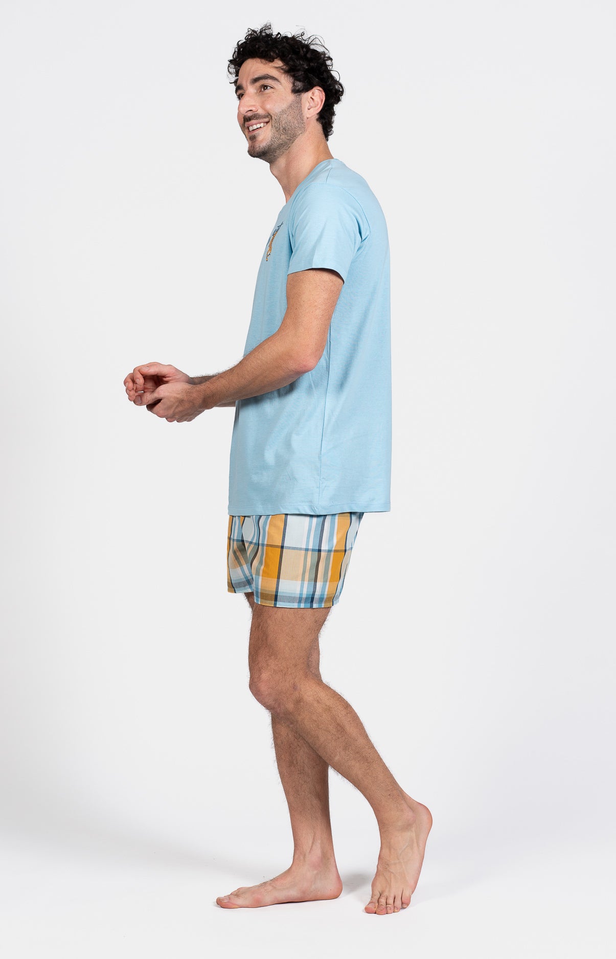 Pyjama court Pyjaméricain Homme Lanae Bleu et Jaune 5