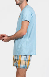 Pyjama court Pyjaméricain Homme Lanae Bleu et Jaune 5