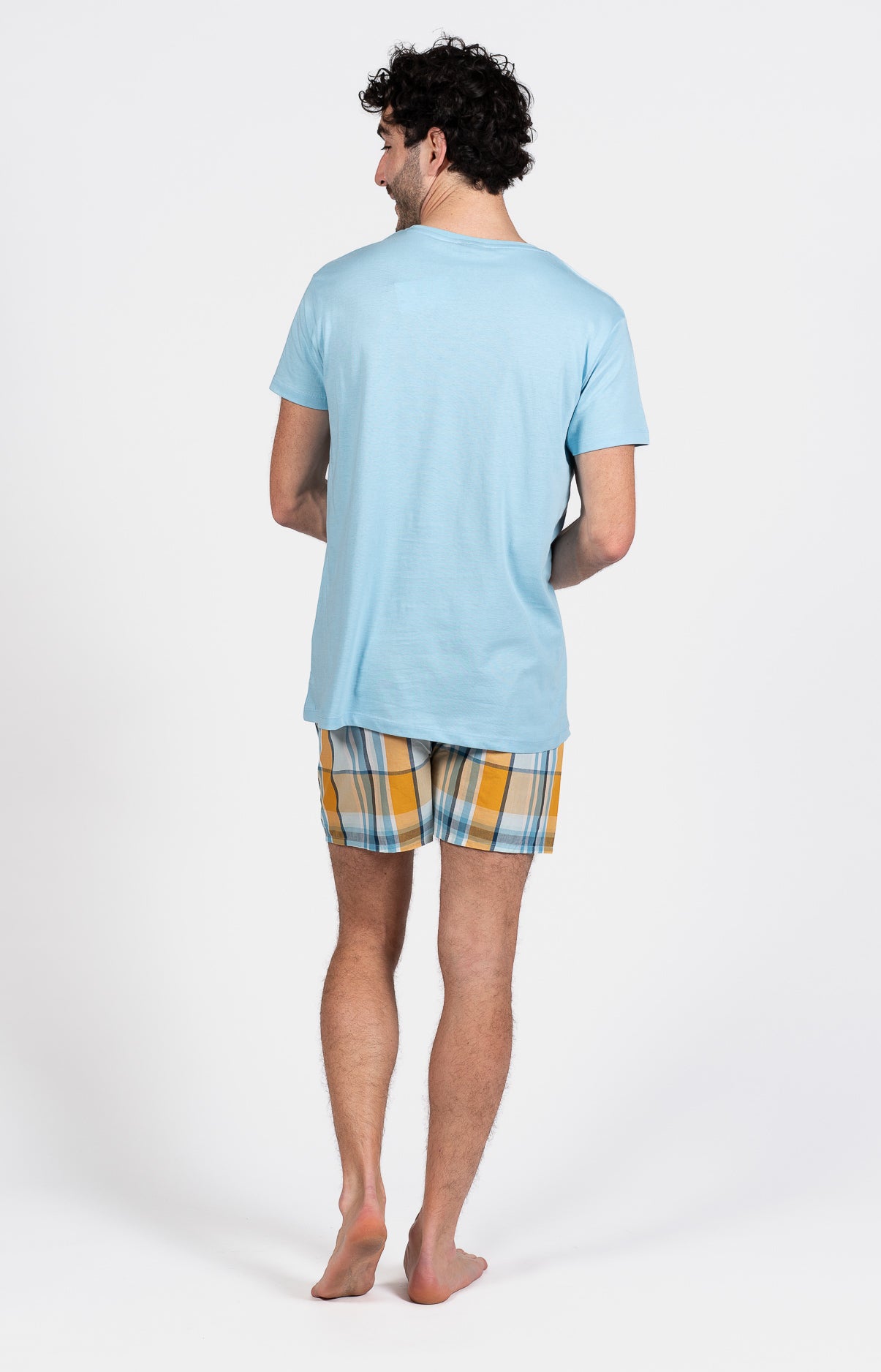 Pyjama court Pyjaméricain Homme Lanae Bleu et Jaune 6