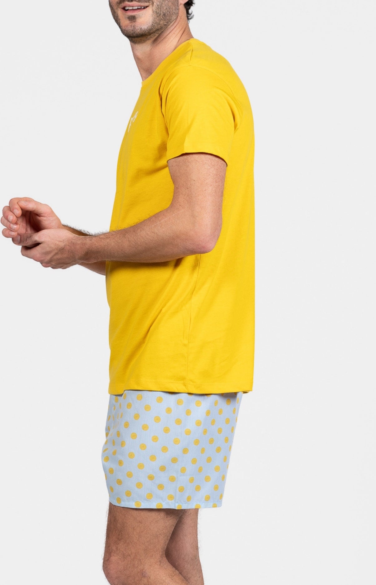 Pyjama court Pyjaméricain Homme Lemon Bleu et Jaune 5