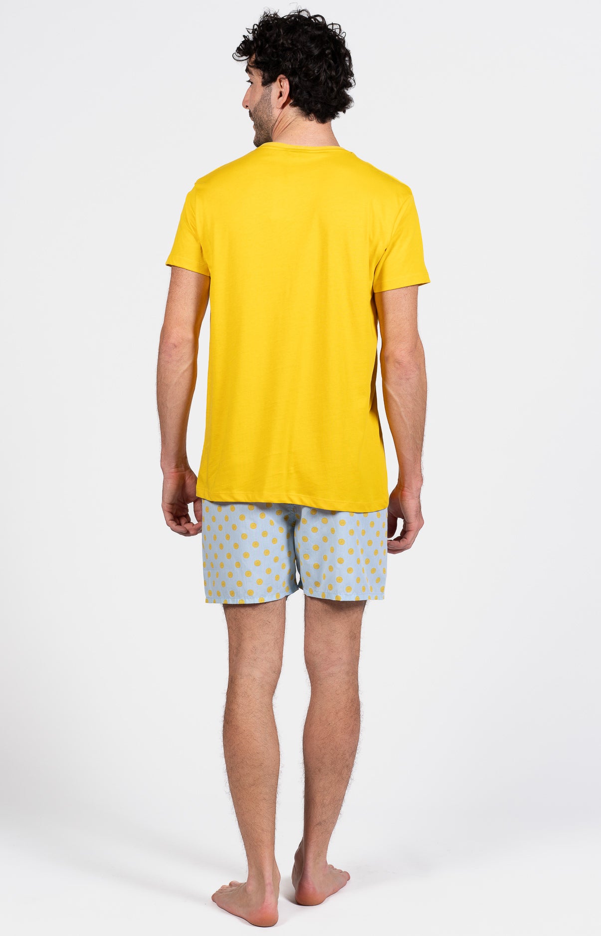 Pyjama court Pyjaméricain Homme Lemon Bleu et Jaune 6
