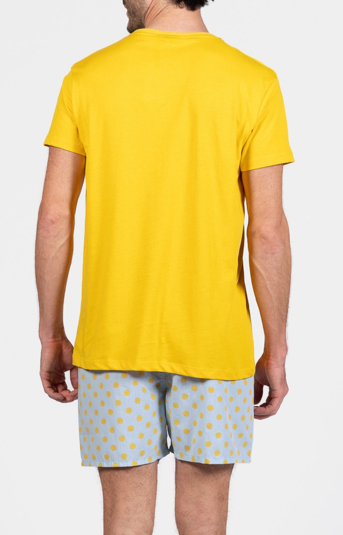 Pyjama court Pyjaméricain Homme Lemon Bleu et Jaune 6
