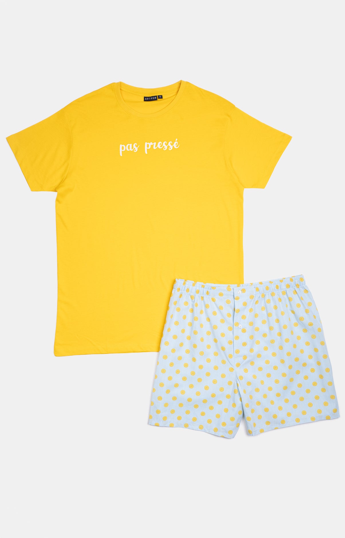 Pyjama court Pyjaméricain Homme Lemon Bleu et Jaune 3