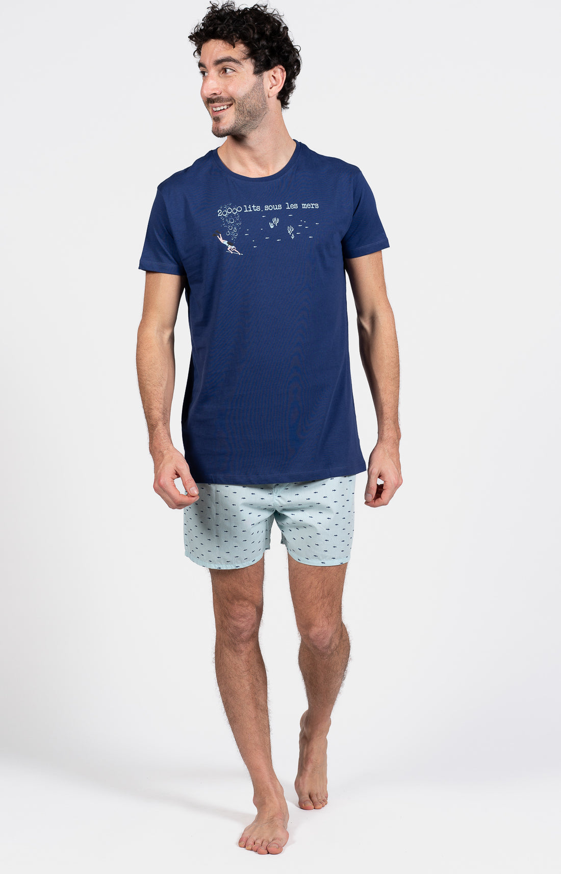 Pyjama court Pyjaméricain Homme Requin Bleu et Marine 6