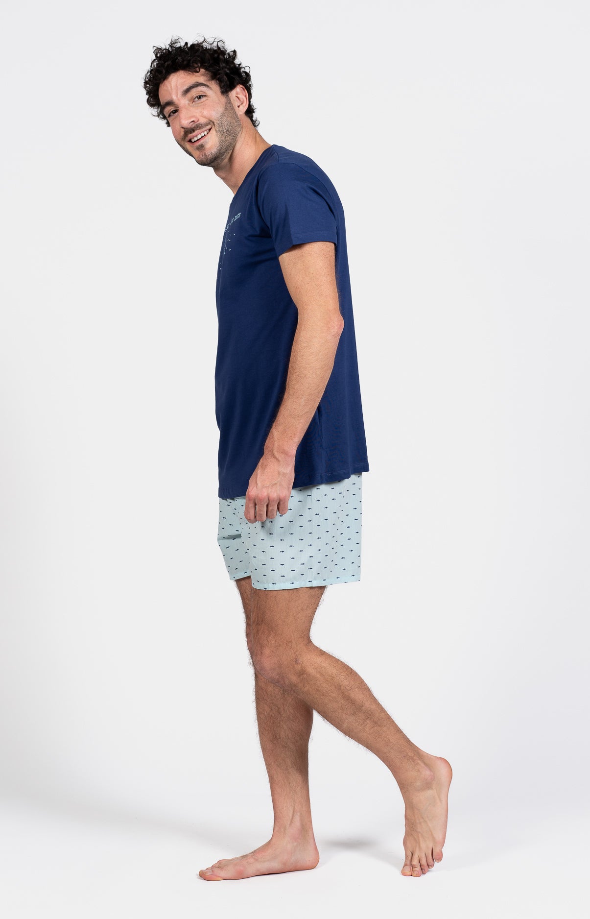 Pyjama court Pyjaméricain Homme Requin Bleu et Marine 10