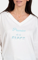 Pyjama long Première de la glace Bleu et Blanc et Ivoire 2