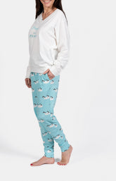 Pyjama long Première de la glace Bleu et Blanc et Ivoire 5