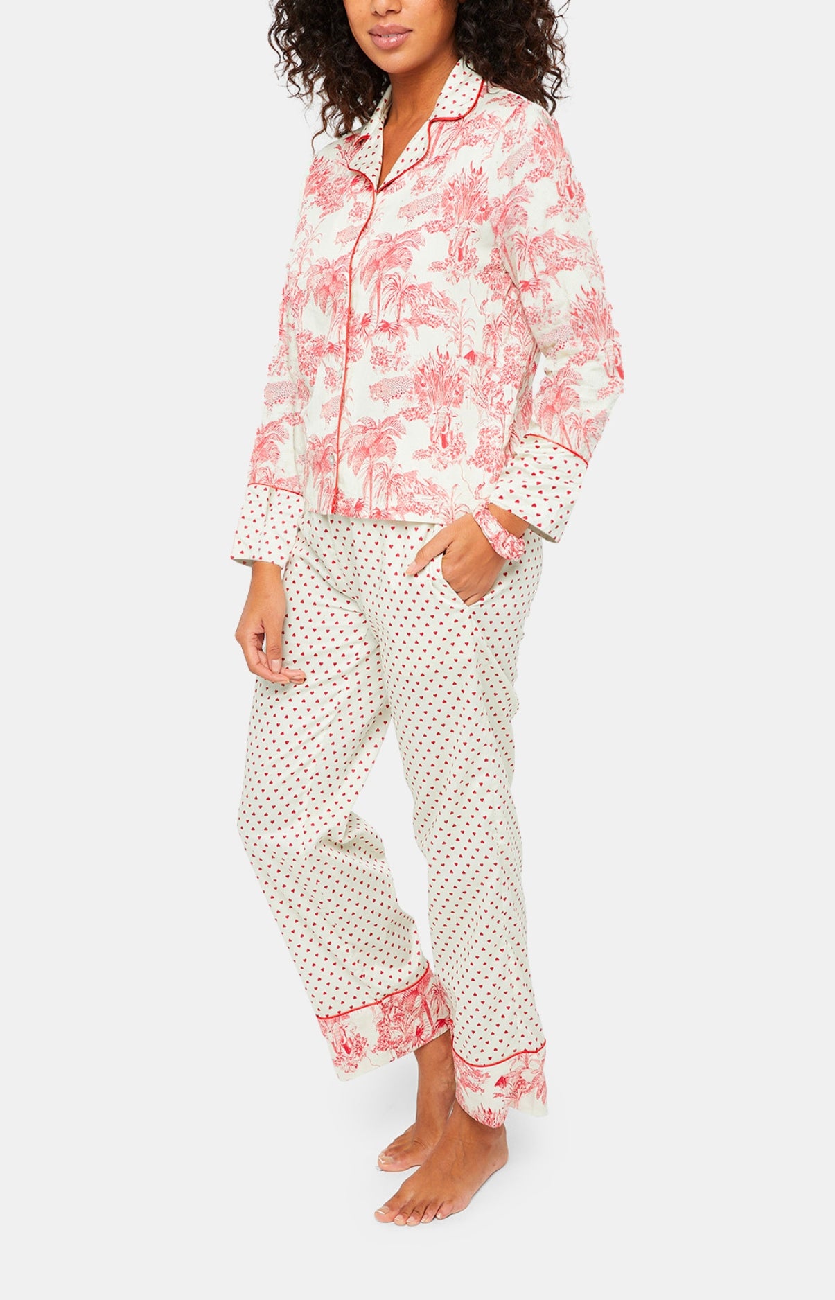 Buttoned pyjama - Jouy red