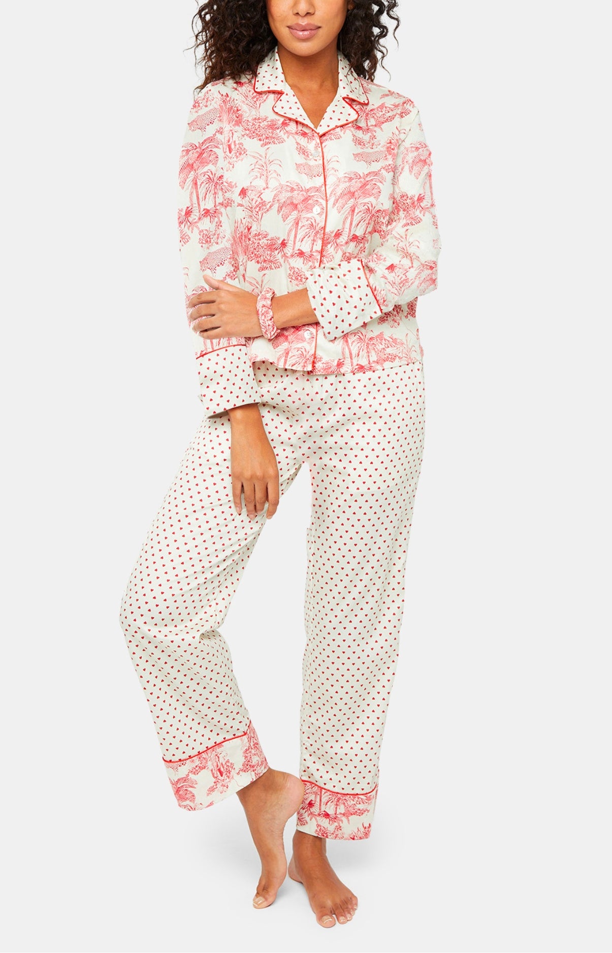 Buttoned pyjama - Jouy red
