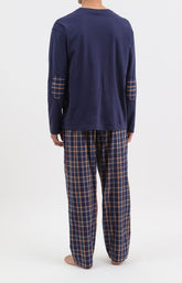Pyjama long homme bleu marine et carreaux 3