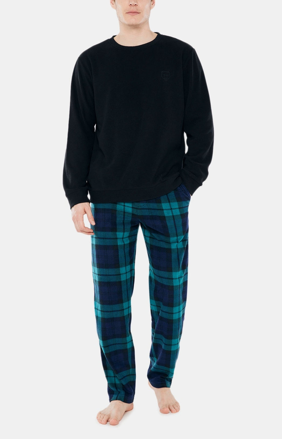 Pyjama long Homme Polaire Bill Noir et Vert 1