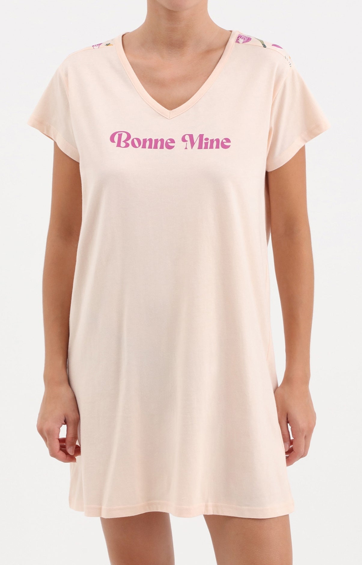Chemise de nuit femme courte rose clair 1
