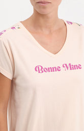 Chemise de nuit femme courte rose clair 2
