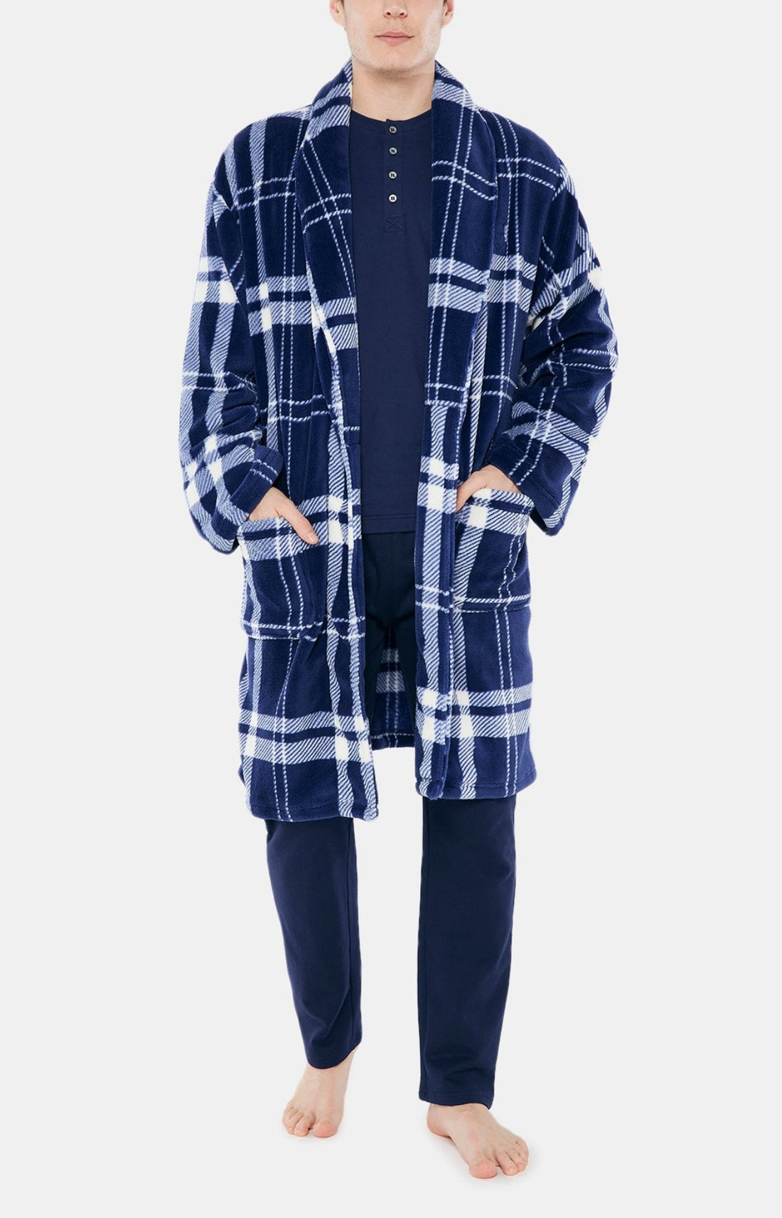 Robe de chambre Homme Polaire Big Carreaux Marine 3