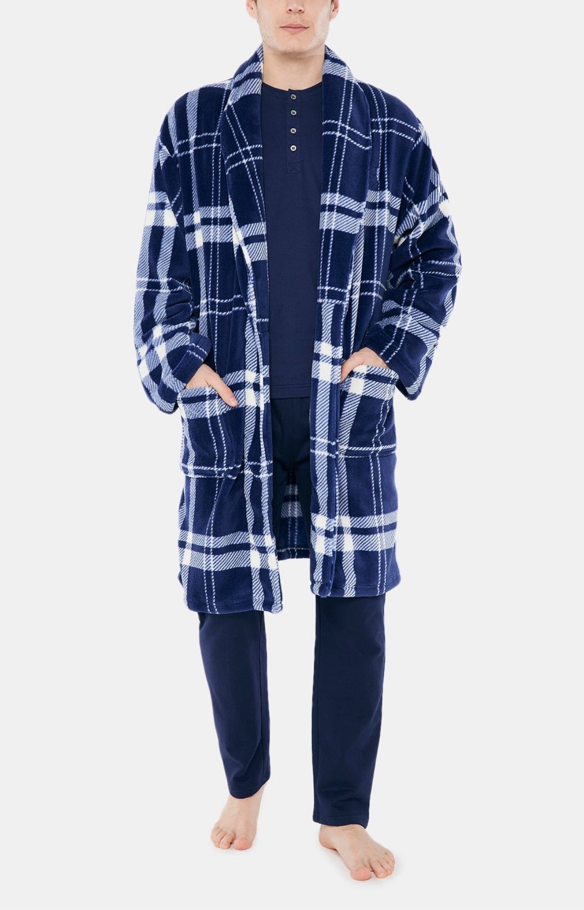 Robe de chambre Homme Polaire Big Carreaux Marine 3