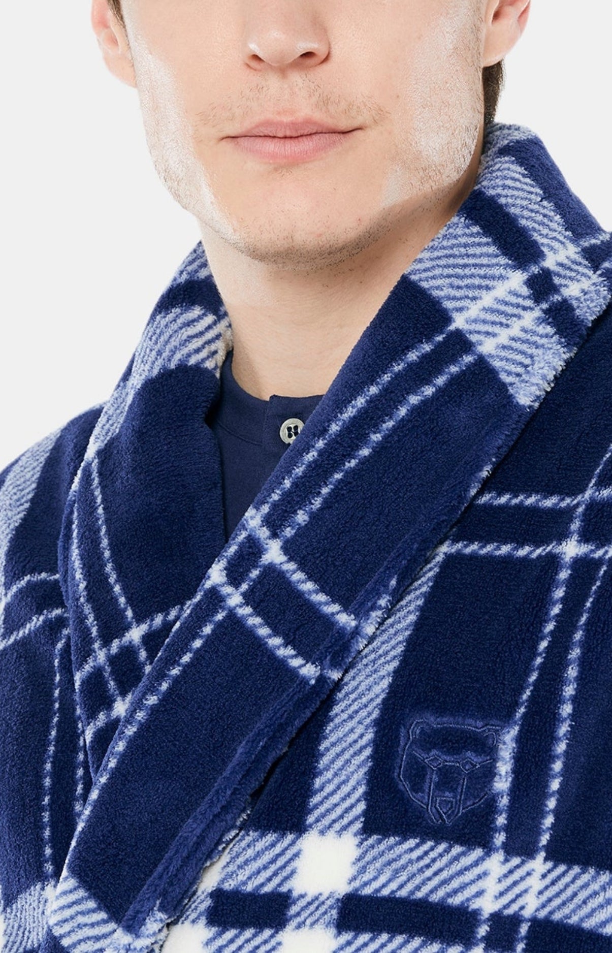 Robe de chambre Homme Polaire Big Carreaux Marine 4