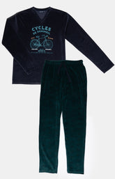 Pyjama long Femme Cycliste Vert et Marine 3