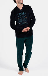 Pyjama long Femme Cycliste Vert et Marine 1