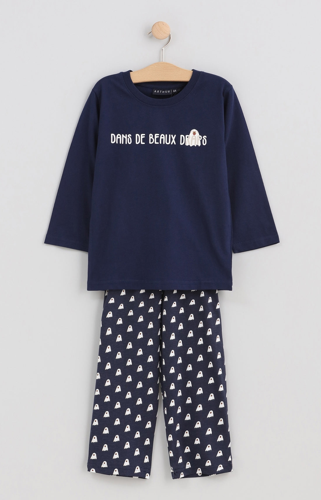 Pyjama long enfant mixte halloween fantôme bleu marine 1