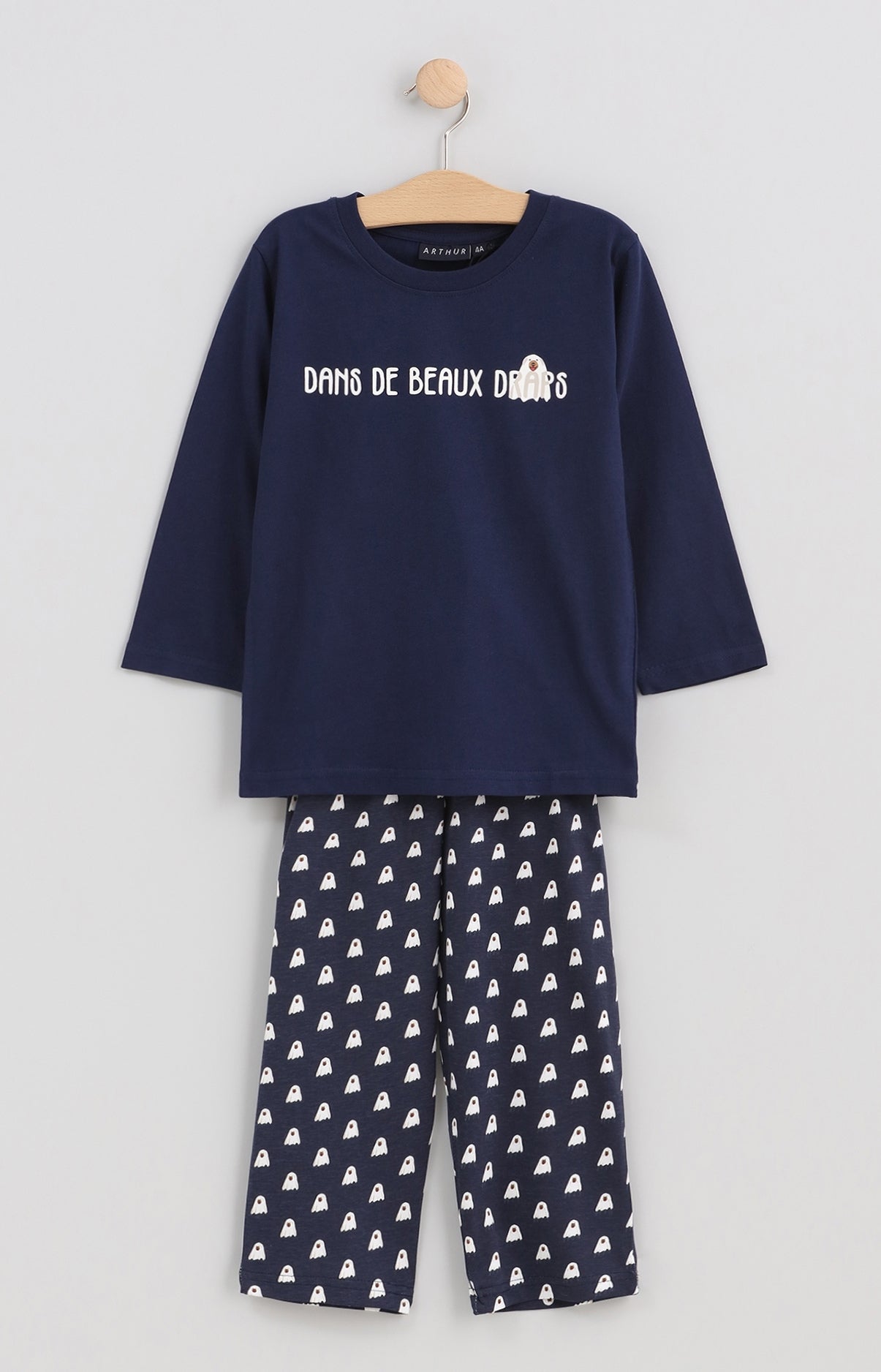 Pyjama long enfant mixte halloween fantôme bleu marine 1