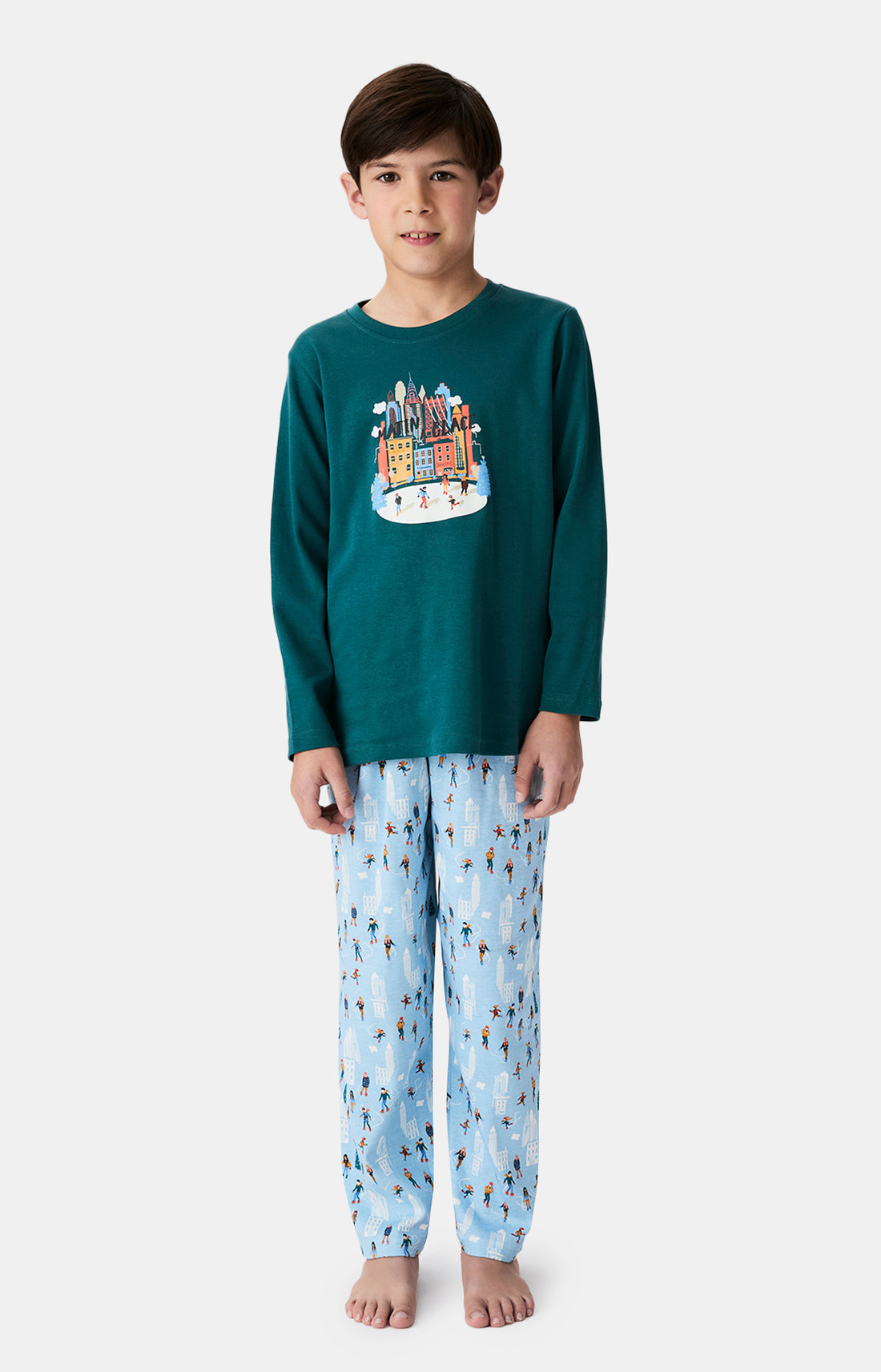 Pyjama enfant mixte noël patin à glace 1