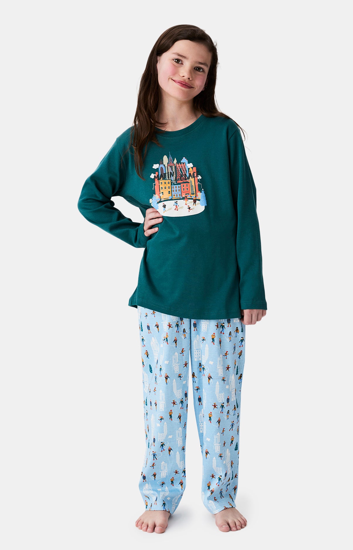Pyjama enfant mixte noël patin à glace 5