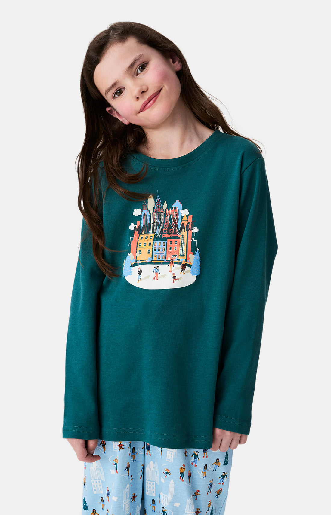 Pyjama enfant mixte noël patin à glace 2