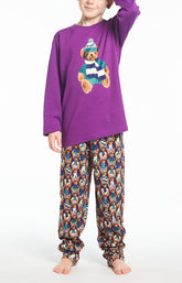 Pyjama long Enfant Teddy Violet et Bordeaux 6