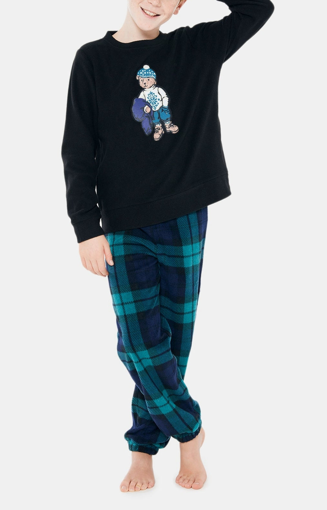 Pyjama long Enfant Polaire Bill Noir et Vert 2