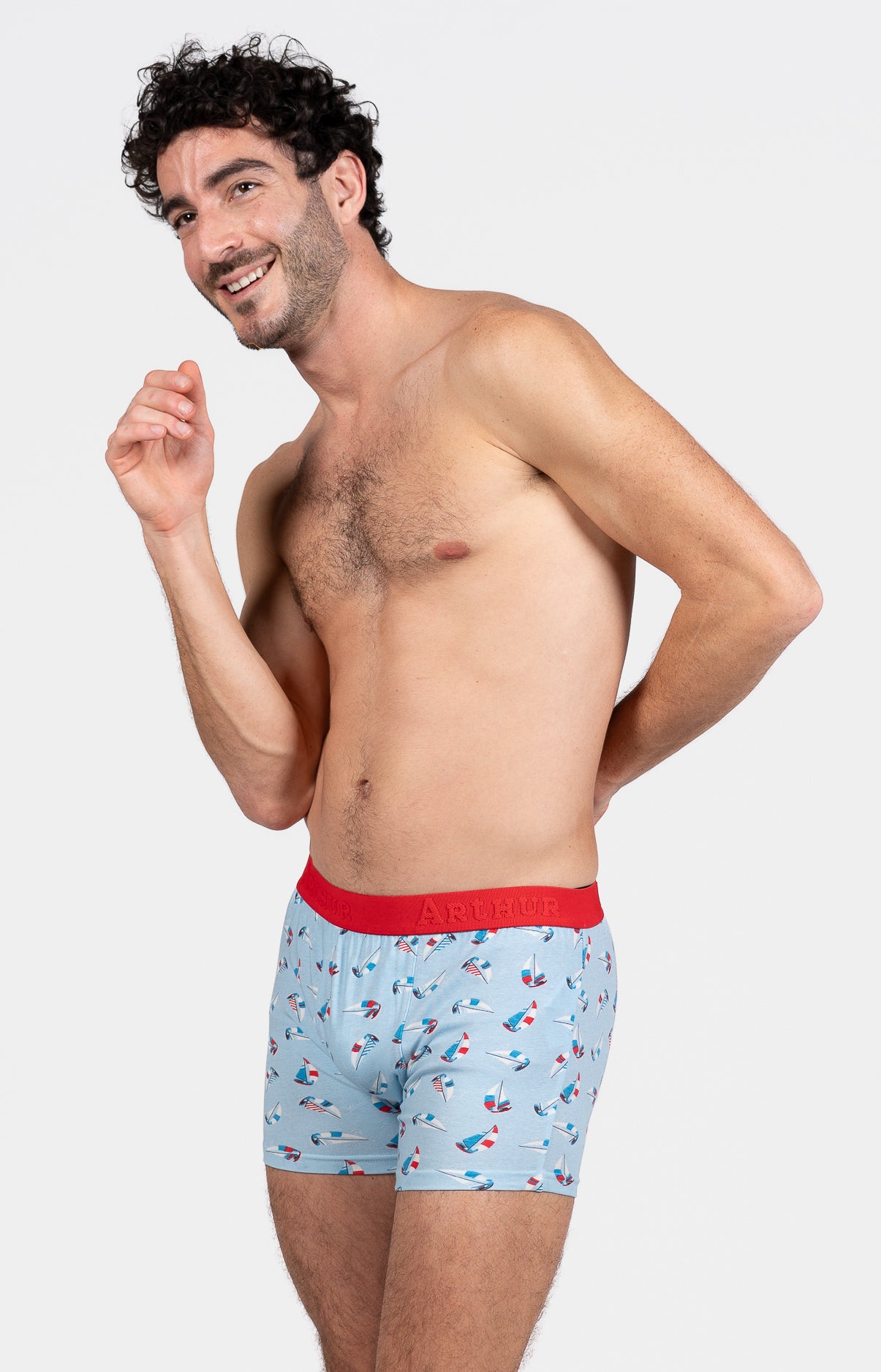 Boxer Homme Boat Bleu et Rouge 4