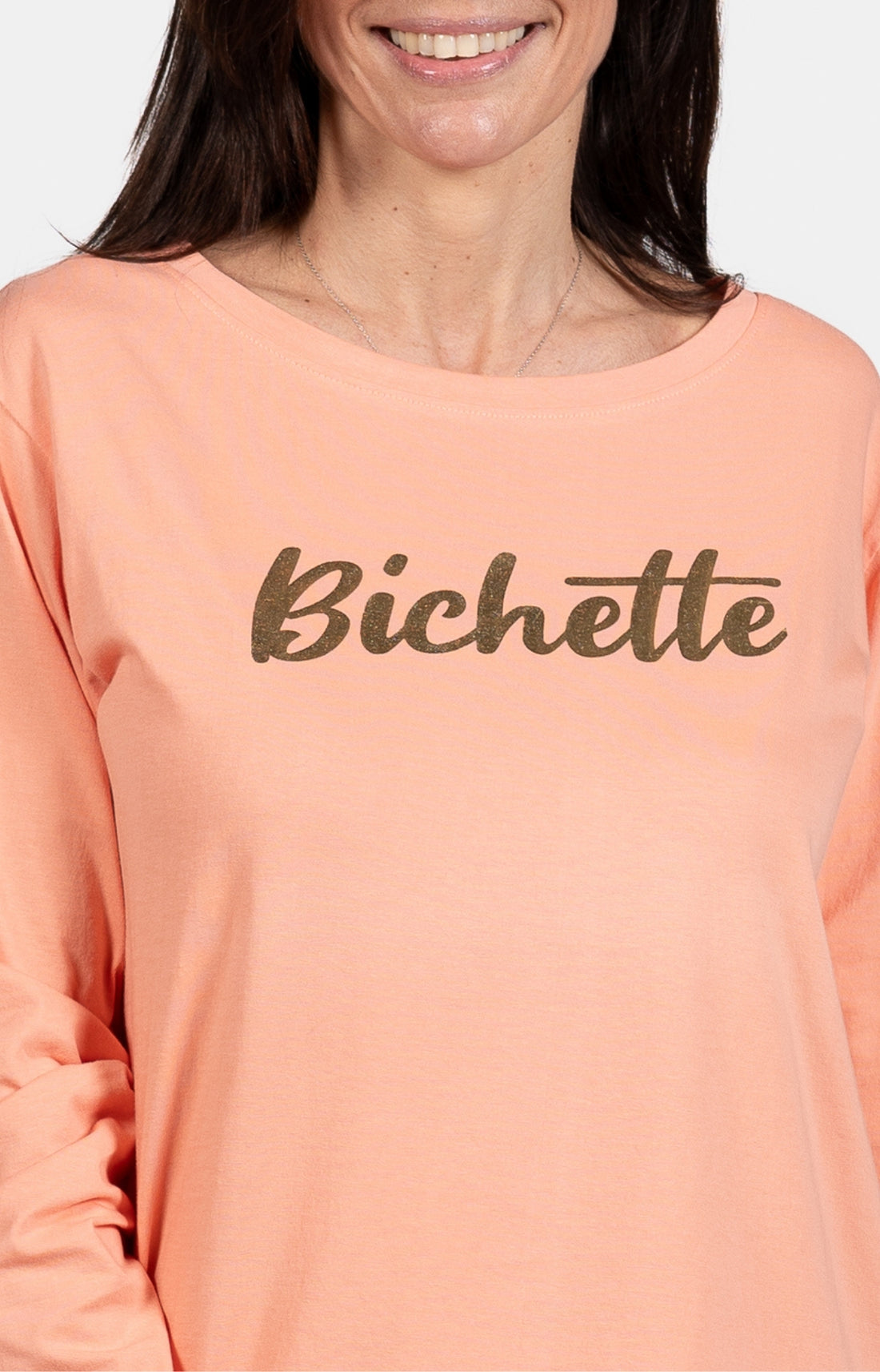 Pyjama long Femme Biche Blanc et Ivoire et Rose 2