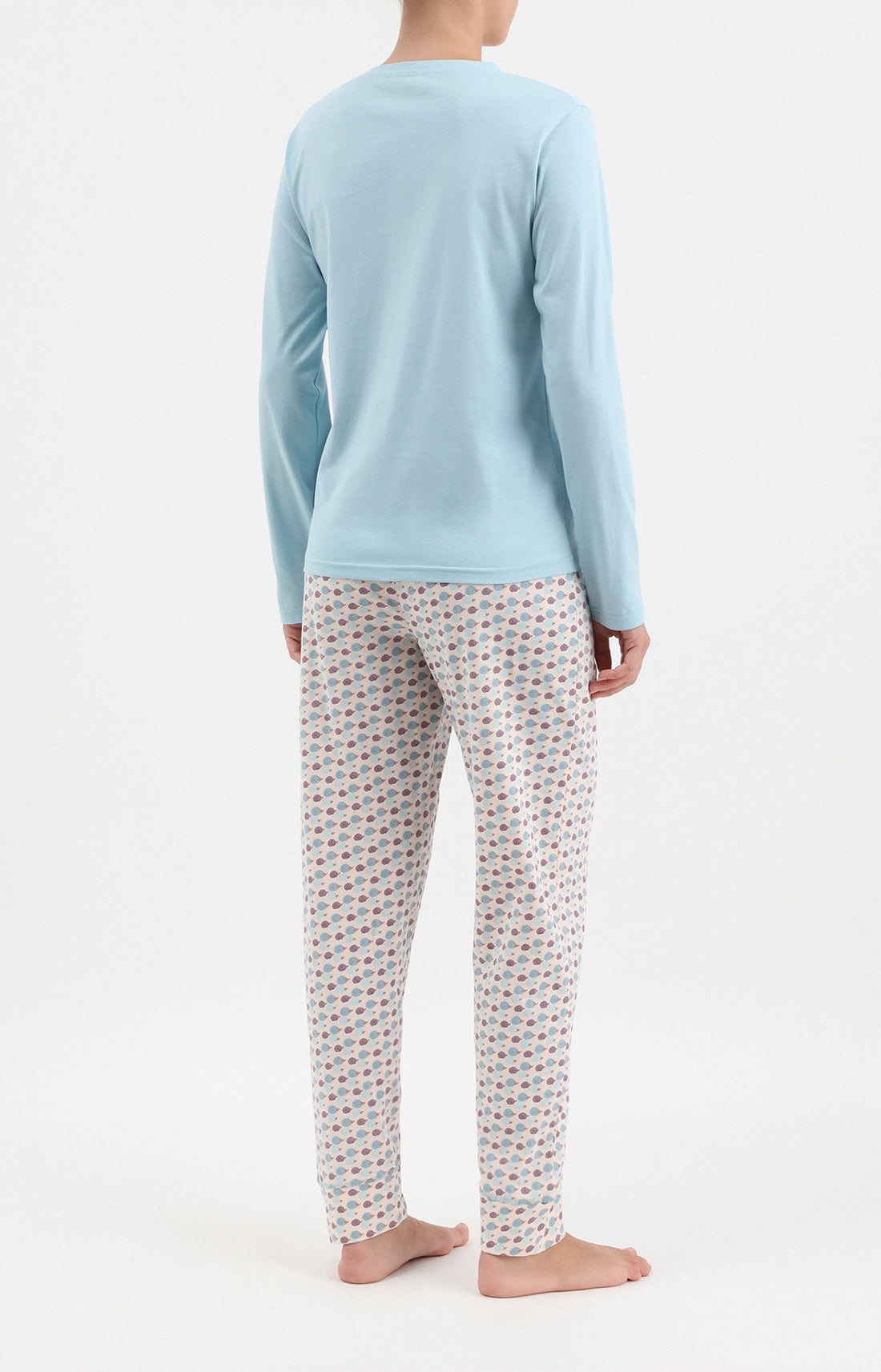 Pyjama long femme bleu hérisson 3