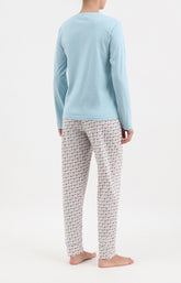 Pyjama long femme bleu hérisson 3