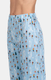 Pyjama long Femme Matin à glace Blanc et Ivoire et Bleu 4