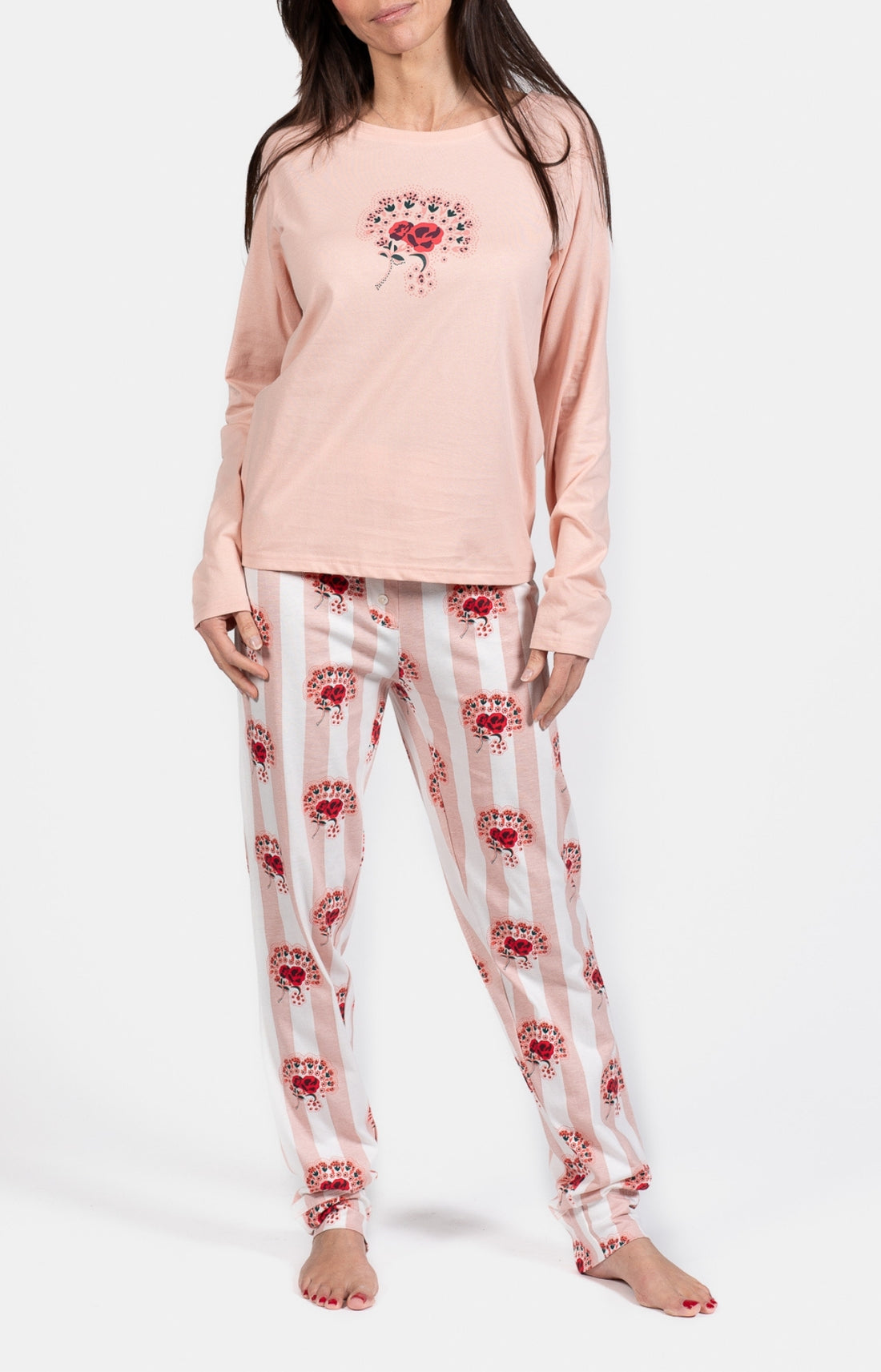 Pyjama long Homme Suzanne Rouge et Rose 1