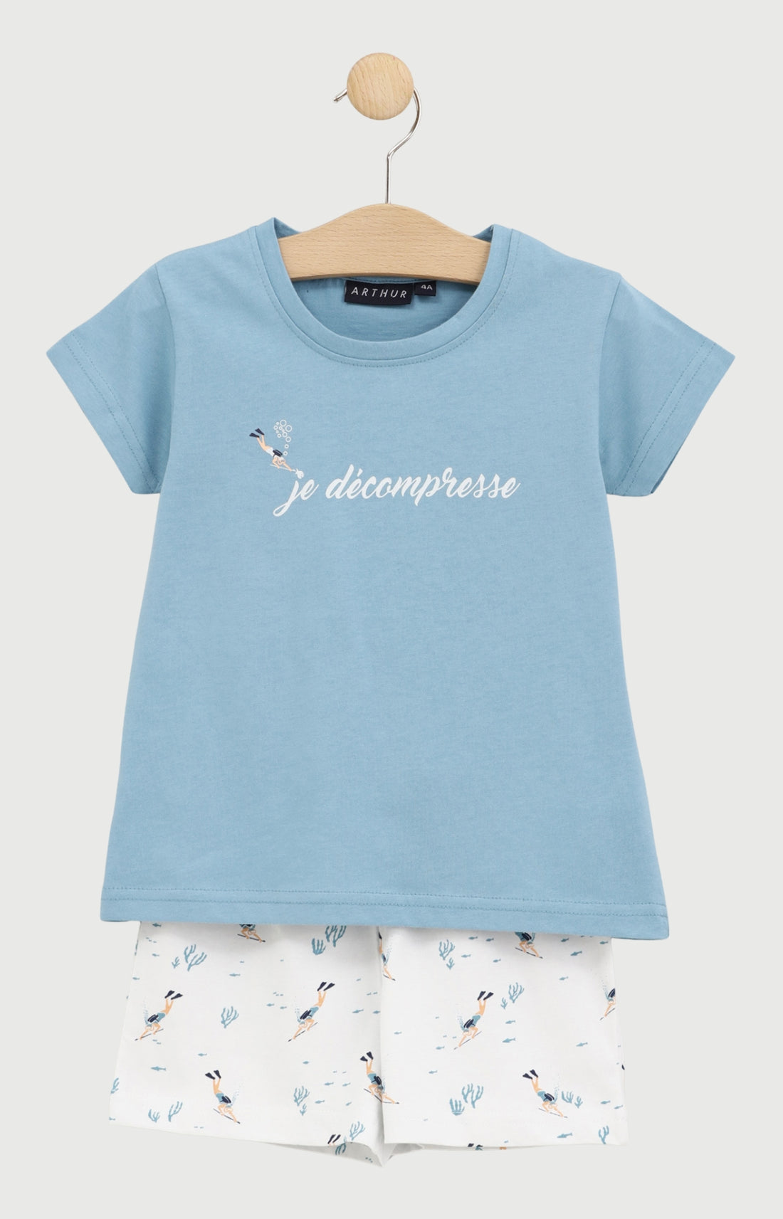 Pyjashort Enfant Je décompresse en jersey de coton léger 1