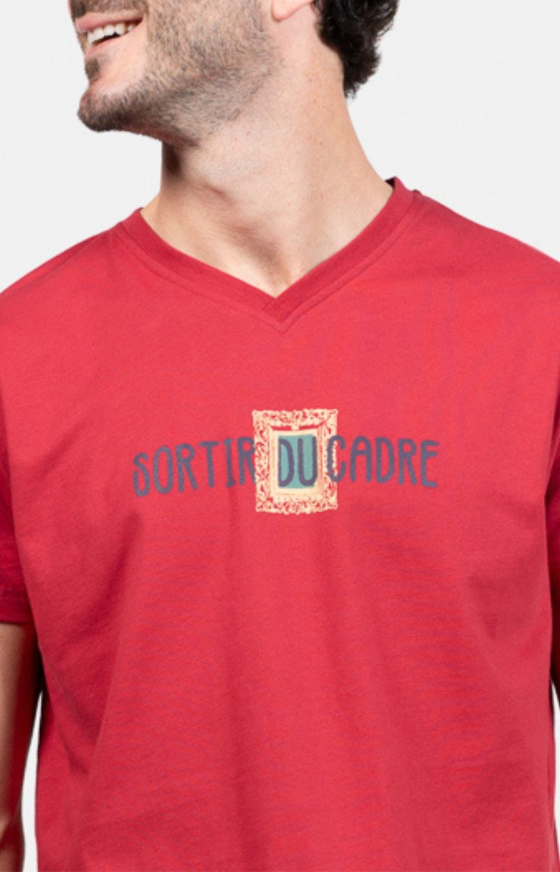 Pyjashort Homme Cadre Rouge et Bleu 2