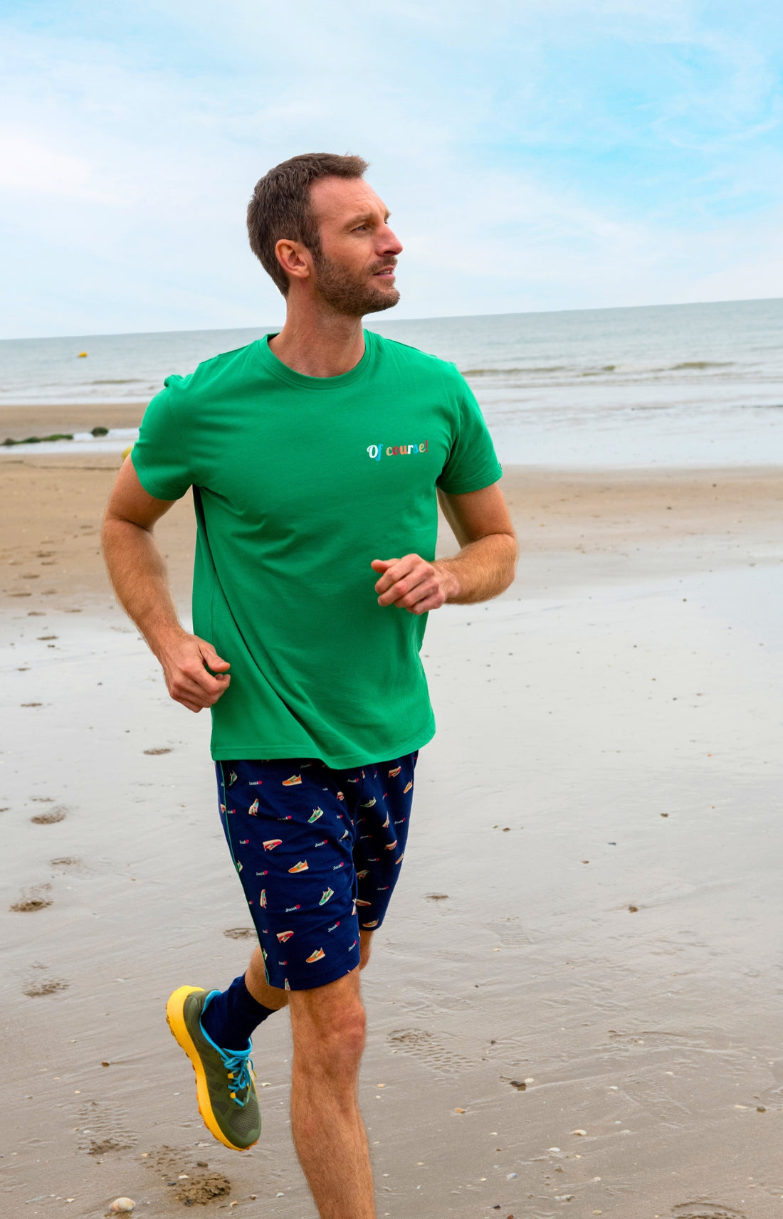 Pyjashort Homme Sneakers Vert et Marine 8