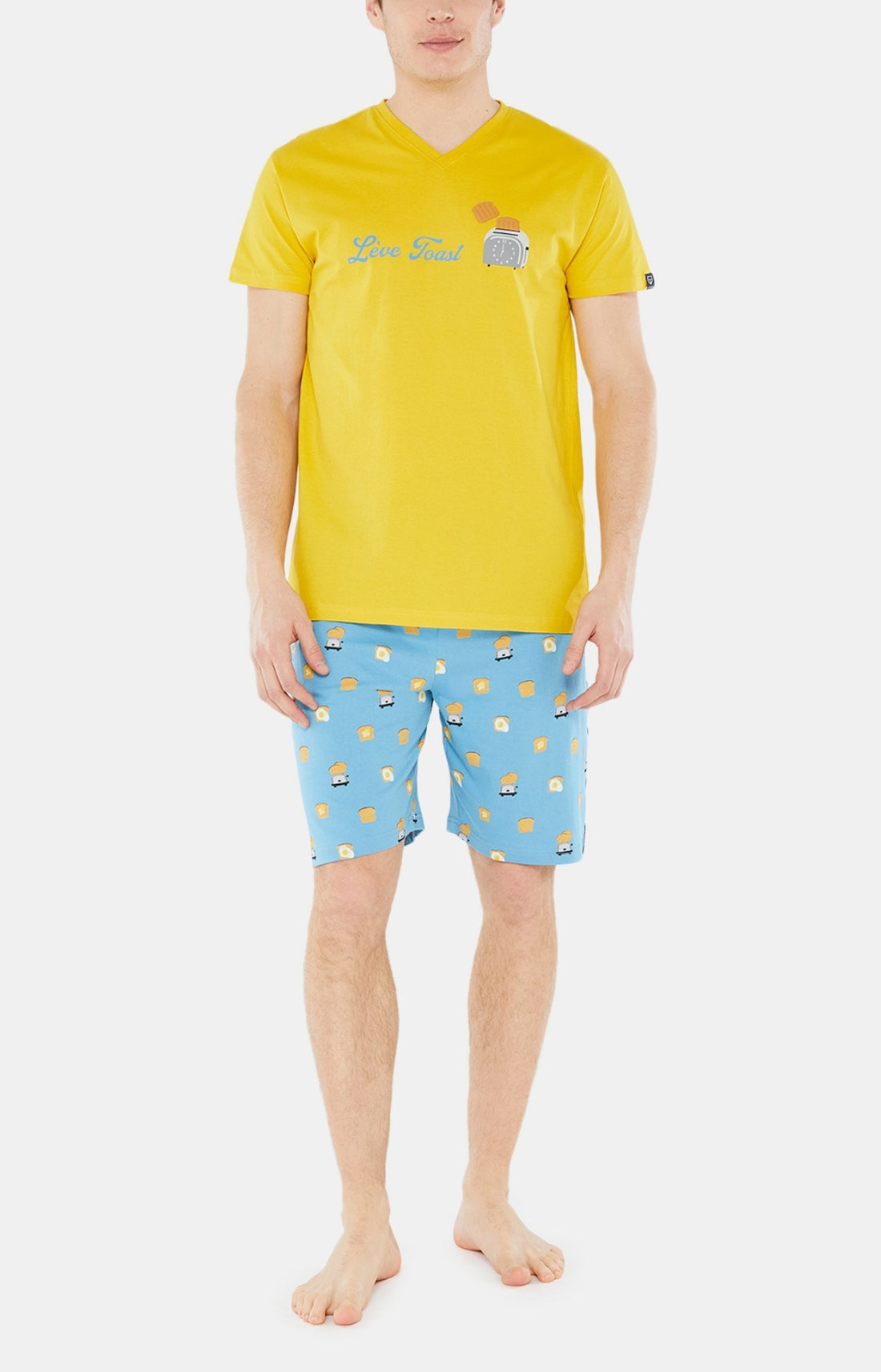 Pyjashort Homme Toast Bleu et Jaune 1