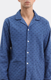Pyjama long boutonné homme bleu motif vélo 2