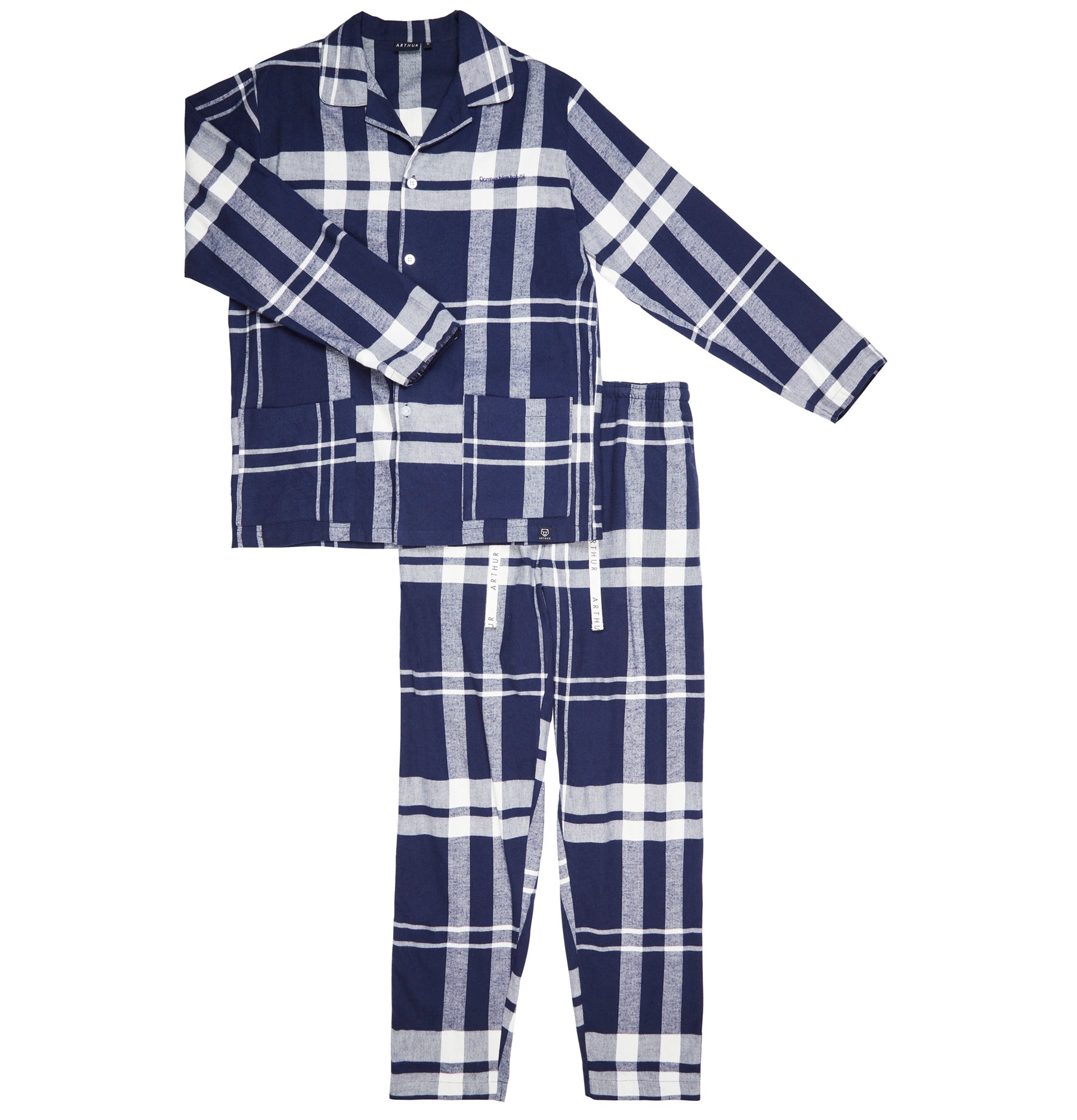 Pyjama long boutonné Homme Big Carreaux Marine 8