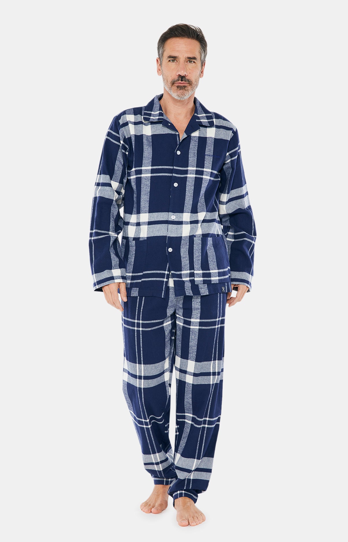 Pyjama long boutonné Homme Big Carreaux Marine 6