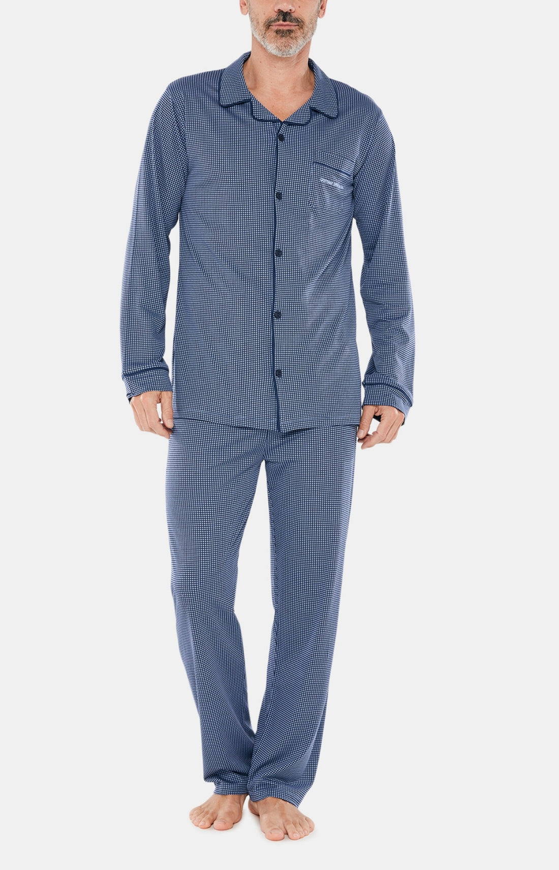 Pyjama long boutonné Homme Caviar Bleu 1