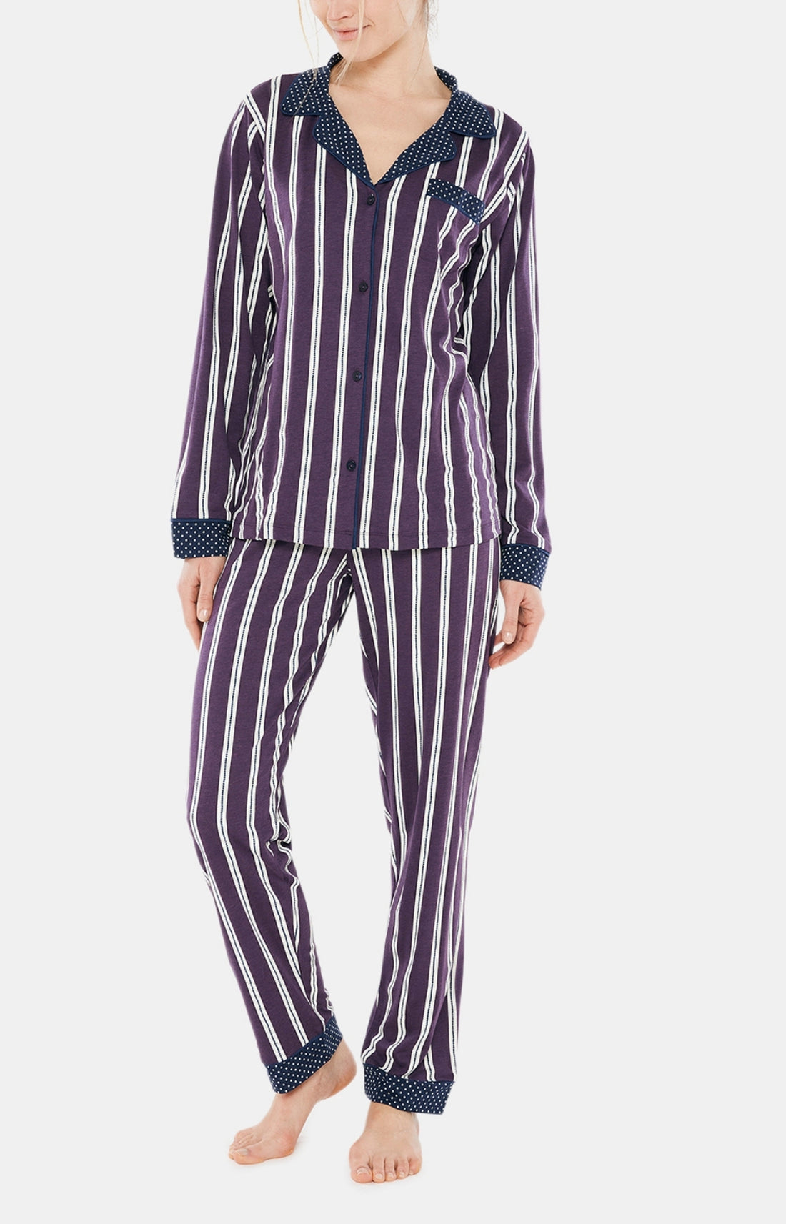 Buttoned Pyjama - Iris Stripes