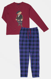 Pyjama long Homme Boston Marine et Violet et Bordeaux 3