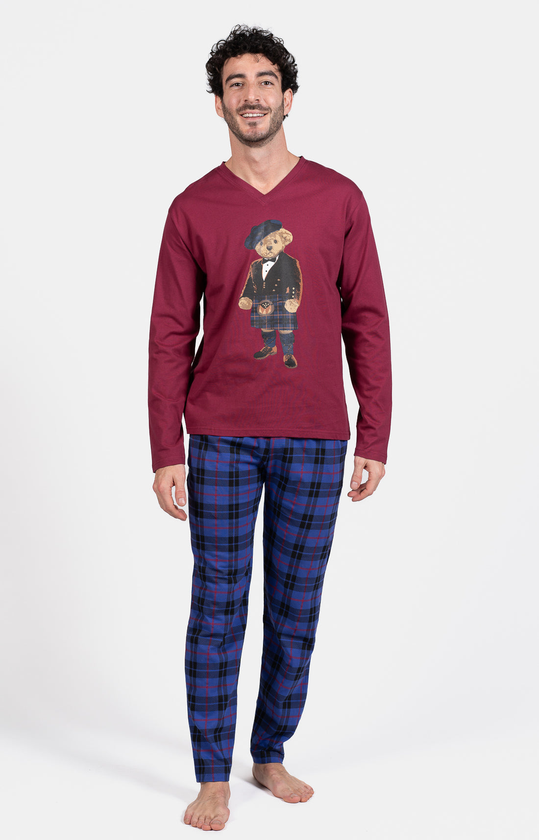 Pyjama long Homme Boston Marine et Violet et Bordeaux 7