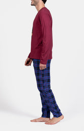 Pyjama long Homme Boston Marine et Violet et Bordeaux 5