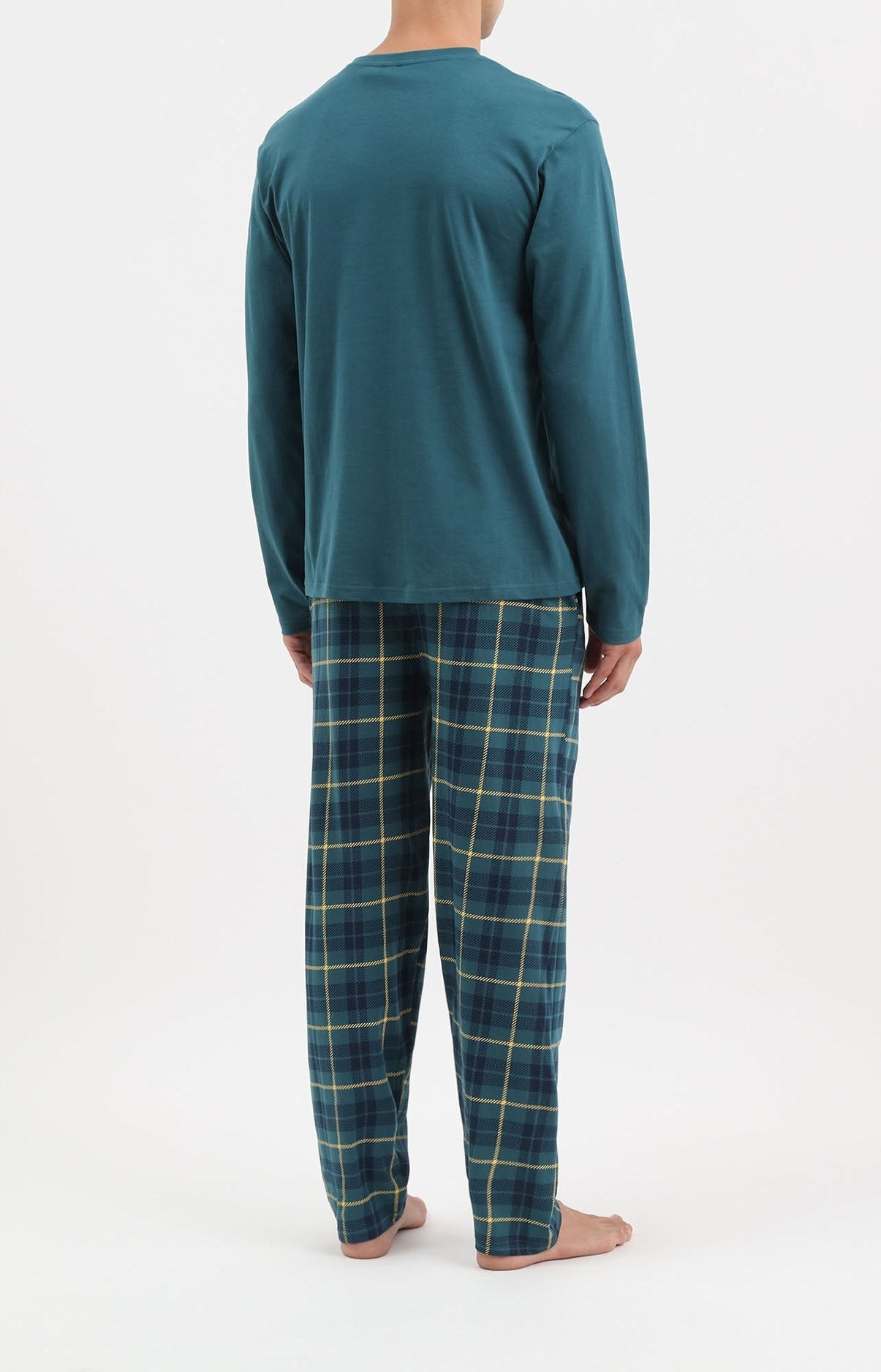 Pyjama long homme vert carreaux écossais 3
